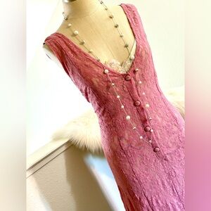 L EUC RARE HTF OOAK Lace Button Down Gown Lingerie Dress GEM